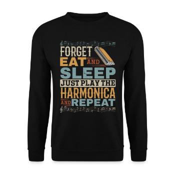 Forget Eat And Sleep Just Play The Harmonica And M - Unisex Pullover - Schwarz - Vorne - Alina (178cm) & Michal (187cm)