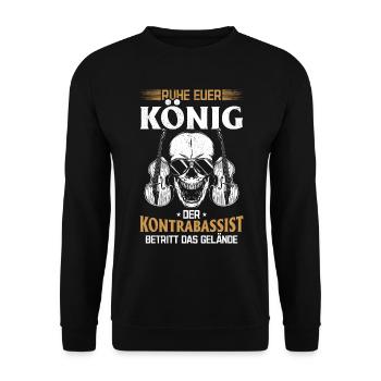 Silence Your King The Double Bass Player King Doub - Unisex Pullover - Schwarz - Vorne - Alina (178cm) & Michal (187cm)