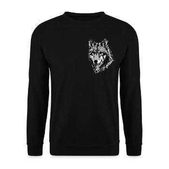 Tête de loup motif animal sauvage imprimé avec loup - Sweat-shirt Unisexe - noir - Devant - Alina (178cm) & Michal (187cm)
