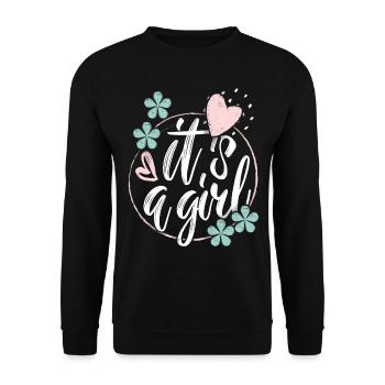 Bébé-fille, disant que c’est une fille, grossesse - Sweat-shirt Unisexe - noir - Devant - Alina (178cm) & Michal (187cm)
