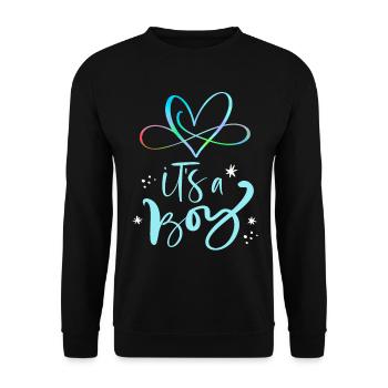 Baby-Boy, Spruch It's-a-Boy, Schwangerschaft - Unisex Pullover - Schwarz - Vorne - Alina (178cm) & Michal (187cm)