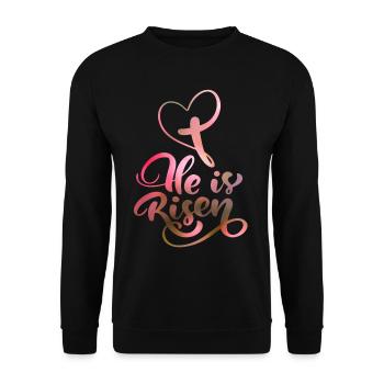 Easter Jesus Christ Resurrection Saying - Unisex Sweatshirt - black - Front - Alina (178cm) & Michal (187cm)