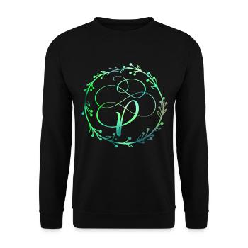 Monogramme, lettre P, ornement de calligraphie - Sweat-shirt Unisexe - noir - Devant - Alina (178cm) & Michal (187cm)