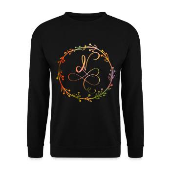 Monogramme, Lettre N, Ornement de calligraphie - Sweat-shirt Unisexe - noir - Devant - Alina (178cm) & Michal (187cm)