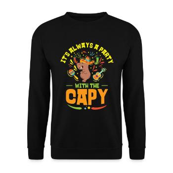Capybara Mariachi Cinco de Mayo Fiesta - Unisex Pullover - Schwarz - Vorne - Alina (178cm) & Michal (187cm)