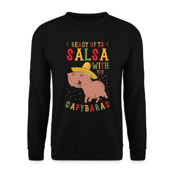 Capybara Mariachi Cinco de Mayo Fiesta - Unisex Pullover - Schwarz - Vorne - Alina (178cm) & Michal (187cm)