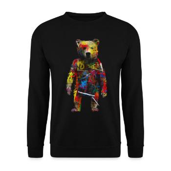 Bear Artwork Animal Bear Gift Animal Motif Art - Unisex Sweatshirt - black - Front - Alina (178cm) & Michal (187cm)