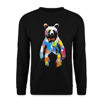 Bear Artwork Animal Bear Gift Animal Motif Art - Unisex Sweatshirt - black - Front - Alina (178cm) & Michal (187cm)