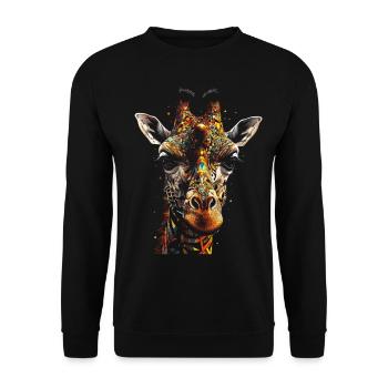 Giraffe Animal Africa Gift Animal Lover Zoo - Unisex Sweatshirt - black - Front - Alina (178cm) & Michal (187cm)