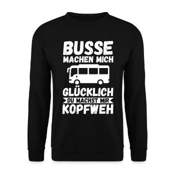 Bus Busfahrer - Unisex Pullover - Schwarz - Vorne - Alina (178cm) & Michal (187cm)