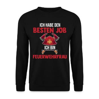 Feuerwehr Feuerwehrfrau - Unisex Pullover - Schwarz - Vorne - Alina (178cm) & Michal (187cm)