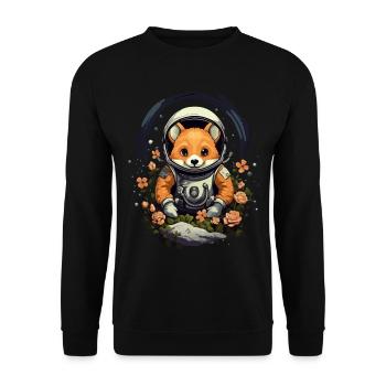 Cute cartoon fox as an astronaut in space with - Unisex Sweatshirt - black - Front - Alina (178cm) & Michal (187cm)