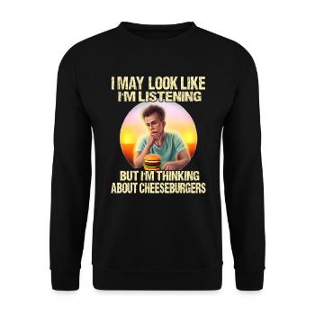 Gedankenwelt der Cheeseburger - Unisex Pullover - Schwarz - Vorne - Alina (178cm) & Michal (187cm)