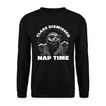 Class Dismissed Nap Sloth Teacher - Unisex Sweatshirt - black - Front - Alina (178cm) & Michal (187cm)