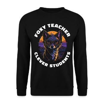 Foxy Teacher Clever Students Lehrer Geschenk Fuchs - Unisex Pullover - Schwarz - Vorne - Alina (178cm) & Michal (187cm)