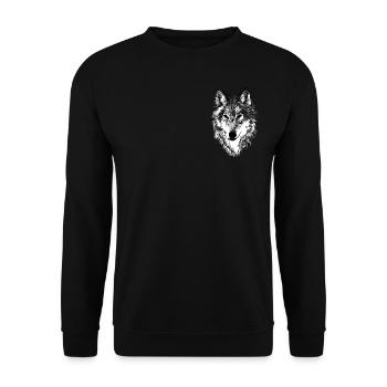 Tête de loup motif animal sauvage imprimé avec loup - Sweat-shirt Unisexe - noir - Devant - Alina (178cm) & Michal (187cm)