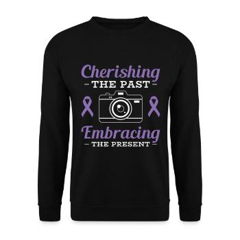 Alzheimer's Awareness Purple Ribbon Brain - Unisex Sweatshirt - black - Front - Alina (178cm) & Michal (187cm)