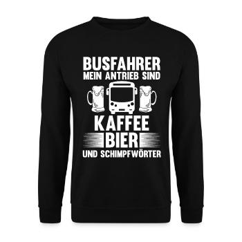 Bus Bier Kaffee Busfahrer - Unisex Pullover - Schwarz - Vorne - Alina (178cm) & Michal (187cm)