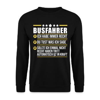 Bus Busfahrer - Unisex Pullover - Schwarz - Vorne - Alina (178cm) & Michal (187cm)