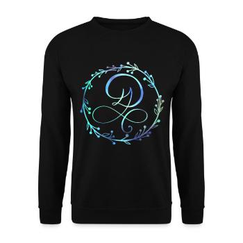 Monogramme, Lettre D, Ornement de calligraphie - Sweat-shirt Unisexe - noir - Devant - Alina (178cm) & Michal (187cm)