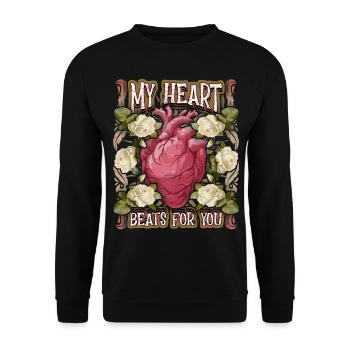 Cœur anatomique, dicton vintage de la Saint-Valentin - Sweat-shirt Unisexe - noir - Devant - Alina (178cm) & Michal (187cm)