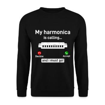 My Harmonica Is Calling And I Must Go Mouth Organ - Unisex Pullover - Schwarz - Vorne - Alina (178cm) & Michal (187cm)