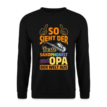 What The Best Saxophonist And Grandpa In The World - Unisex Pullover - Schwarz - Vorne - Alina (178cm) & Michal (187cm)