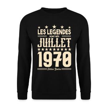 cadeau d'anniversaire Juillet 1970. Cadeau juillet - Sweat-shirt Unisexe - noir - Devant - Alina (178cm) & Michal (187cm)