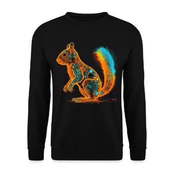Eichhörnchen Bunt Kunstwerk Geschenk Tier Kunst - Unisex Pullover - Schwarz - Vorne - Alina (178cm) & Michal (187cm)