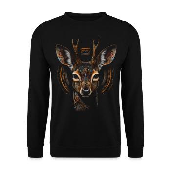 Deer Deer Forest Art Animal Gift Animal Motif - Sweat-shirt Unisexe - noir - Devant - Alina (178cm) & Michal (187cm)