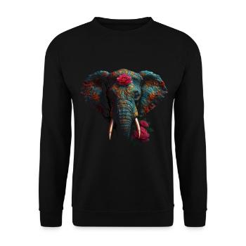 Éléphant Animal Gift Africa Art Fleurs Rose - Sweat-shirt Unisexe - noir - Devant - Alina (178cm) & Michal (187cm)