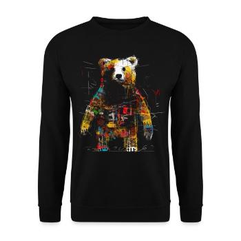 Bear Artwork Animal Bear Gift Animal Motif Art - Unisex Sweatshirt - black - Front - Alina (178cm) & Michal (187cm)