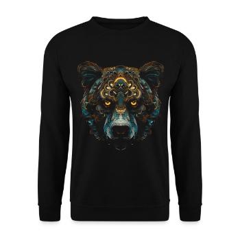 Bear Mandala Fantasy Creative Gift Animal Motif - Unisex Sweatshirt - black - Front - Alina (178cm) & Michal (187cm)