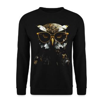 Owl Night Bird Bird Animal Gift Glasses - Unisex Sweatshirt - black - Front - Alina (178cm) & Michal (187cm)