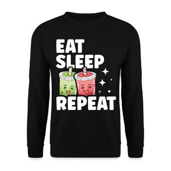 Eat Sleep Boba Tea Repeat Bubble Tea - Unisex Sweatshirt - black - Front - Alina (178cm) & Michal (187cm)