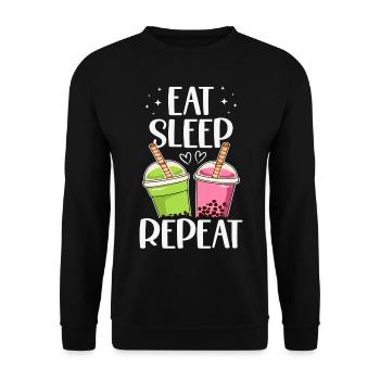 Nourriture Sommeil Boba Thé Répéter Bubble Tea - Sweat-shirt Unisexe - noir - Devant - Alina (178cm) & Michal (187cm)