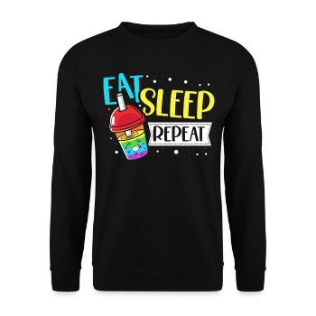 Nourriture Sommeil Boba Thé Répéter Bubble Tea - Sweat-shirt Unisexe - noir - Devant - Alina (178cm) & Michal (187cm)