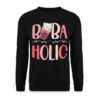 Bobaholic Bubble Tea Lover Boba Tea Drinker - Unisex Sweatshirt - black - Front - Alina (178cm) & Michal (187cm)