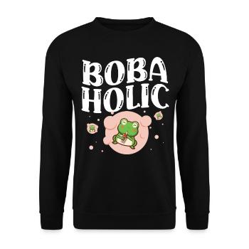 Bobaholic Bubble Tea Lovers Boba Tea Drinkers - Unisex Sweatshirt - black - Front - Alina (178cm) & Michal (187cm)
