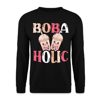 Bobaholic Bubble Tea Lover Boba Tea Drinker - Unisex Sweatshirt - black - Front - Alina (178cm) & Michal (187cm)