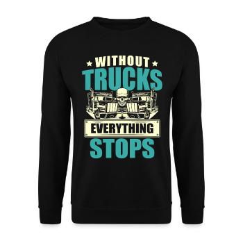 Trucker Job Profession Diesel trailer Truck driver - Unisex Sweatshirt - black - Front - Alina (178cm) & Michal (187cm)