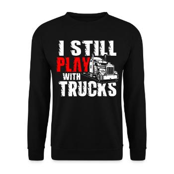 Ich Spiele Immer Noch Mit Trucks Trucker Truck - Unisex Pullover - Schwarz - Vorne - Alina (178cm) & Michal (187cm)