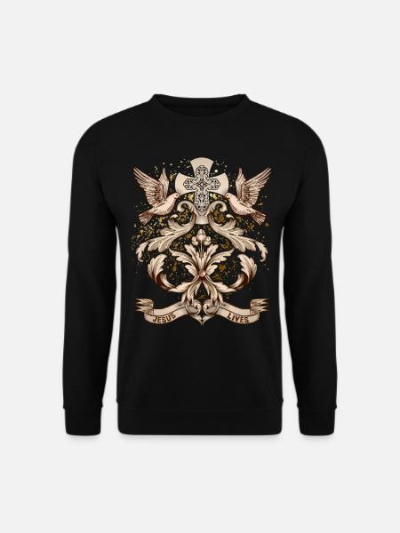 Kreuz Christi, Jesus Christus mit Friedenstauben - Unisex Pullover - Schwarz