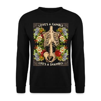 Biker design skeleton vintage roses funny saying - Unisex Sweatshirt - black - Front - Alina (178cm) & Michal (187cm)