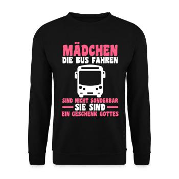 Bus Busfahrer - Unisex Pullover - Schwarz - Vorne - Alina (178cm) & Michal (187cm)