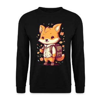 Renard de dessin animé mignon avec sac à dos pour les enfants de maternelle - Sweat-shirt Unisexe - noir - Devant - Alina (178cm) & Michal (187cm)