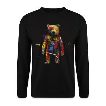 Bear Artwork Animal Bear Gift Animal Motif Art - Unisex Sweatshirt - black - Front - Alina (178cm) & Michal (187cm)