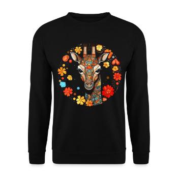 Giraffe Animal Africa Gift Animal Lover Zoo - Unisex Sweatshirt - black - Front - Alina (178cm) & Michal (187cm)