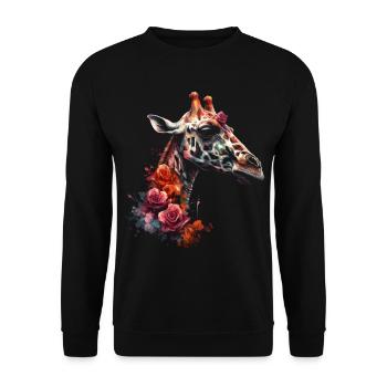 Giraffe Animal Africa Gift Animal Lover Zoo - Unisex Sweatshirt - black - Front - Alina (178cm) & Michal (187cm)