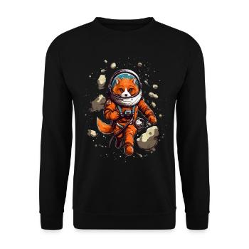 Cute cartoon fox as astronaut with spacesuit - Unisex Sweatshirt - black - Front - Alina (178cm) & Michal (187cm)